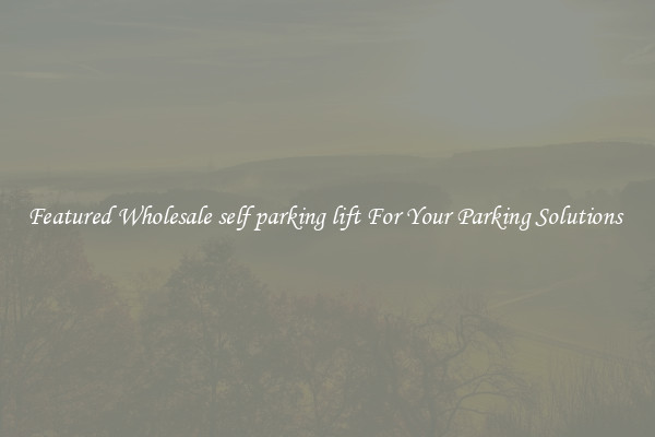 Featured Wholesale self parking lift For Your Parking Solutions 